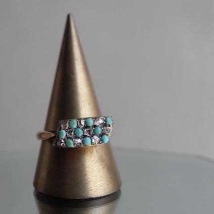 ȥꥢ 9   󥰡Late Victorian 9KYG Turquoise Diamond Ring