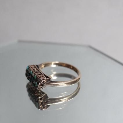 ȥꥢ 9   󥰡Late Victorian 9KYG Turquoise Diamond Ring