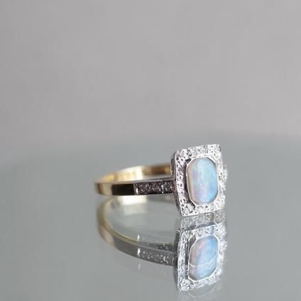 ơ 18 ѡ  Ĺ 󥰡Vintage 18K Opal Diamond Rectangle Ring