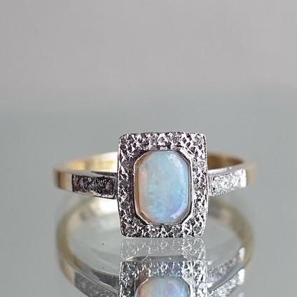 ơ 18 ѡ  Ĺ 󥰡Vintage 18K Opal Diamond Rectangle Ring