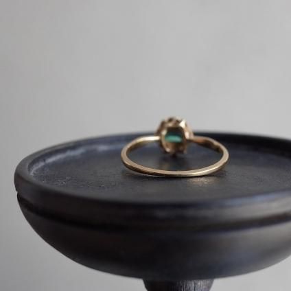 롦ǥ 18 ץ   (Art Deco 18K Pt Emerald Diamond Ring