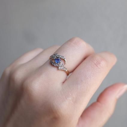 1900 -1920's 18 ץ ե  󥰡1900 -1920's 18K Pt Sapphire Diamond Ring