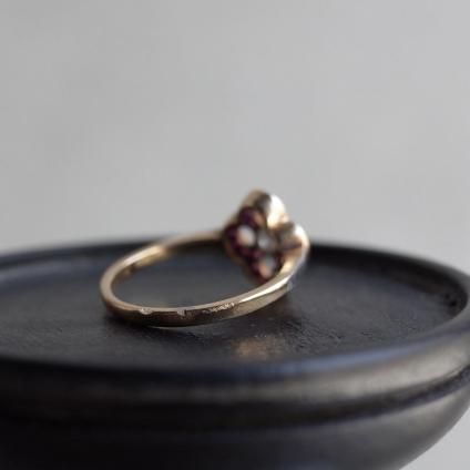 롦ǥ 18 ӡ ѡ  С 󥰡Art Deco 18K Ruby Opal Diamond Clover Ring