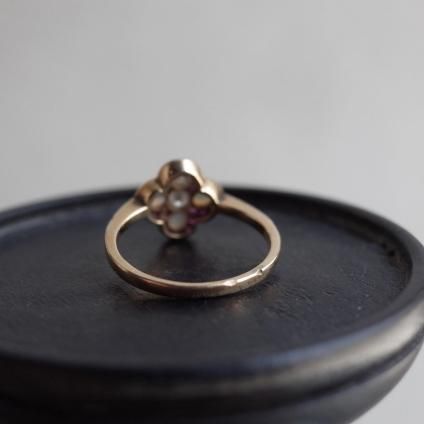 롦ǥ 18 ӡ ѡ  С 󥰡Art Deco 18K Ruby Opal Diamond Clover Ring