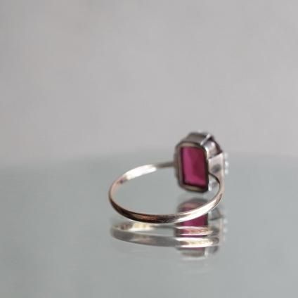 1920-40ǯ С ֥饹 ѡ  󥰡1920-40's Silver Red Glass Pearl Ring