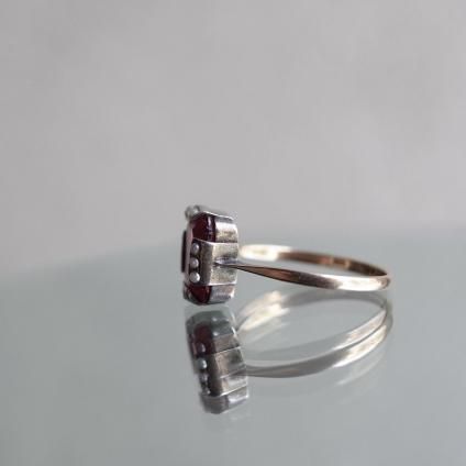 1920-40ǯ С ֥饹 ѡ  󥰡1920-40's Silver Red Glass Pearl Ring