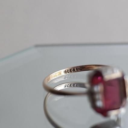 1920-40ǯ С ֥饹 ѡ  󥰡1920-40's Silver Red Glass Pearl Ring