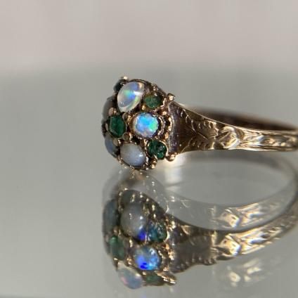 1870年 15金 オパール エメラルド リング(c.1870 15K Opal 1870年 15金 オパール エメラルド リング(c.1870 15K Opal