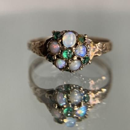 1870ǯ 15 ѡ  󥰡c.1870 15K Opal Emerald Ring