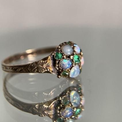 1870ǯ 15 ѡ  󥰡c.1870 15K Opal Emerald Ring