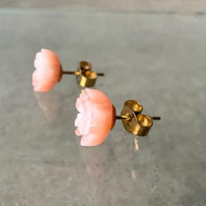 1968-69年製 9K ゴールド コーラル ピアス（9KYG Coral Earrings