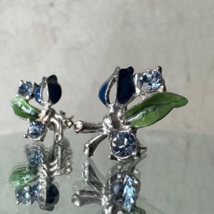 1950-60ǯ ʥ ֥롼ե 󥰡Blue Flowers Earrings