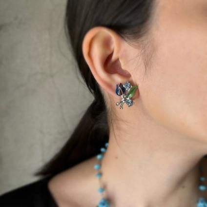 1950-60ǯ ʥ ֥롼ե 󥰡Blue Flowers Earrings