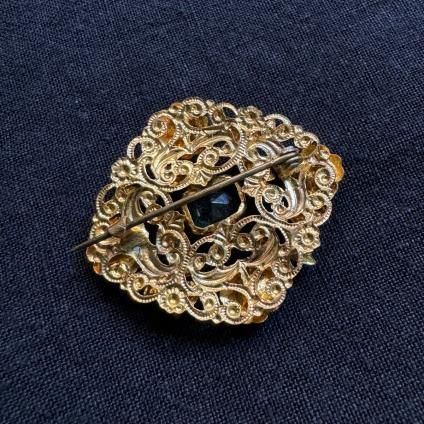 1910-30ǯ ᥿ 饹 ϥɥڥ ֥Metal Glass Brooch