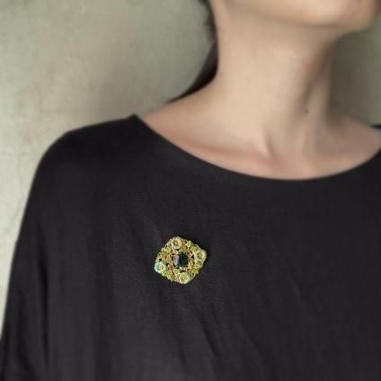 1910-30ǯ ᥿ 饹 ϥɥڥ ֥Metal Glass Brooch