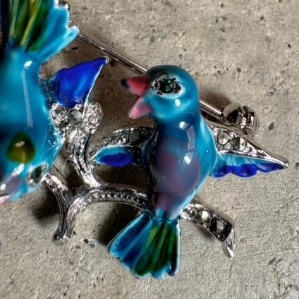 1950年代 メタル エナメル 鳥 ブローチ（Metal Enamel Brooch