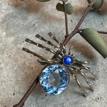 1930ǯ ᥿ 饹  ֥Metal Glass Brooch