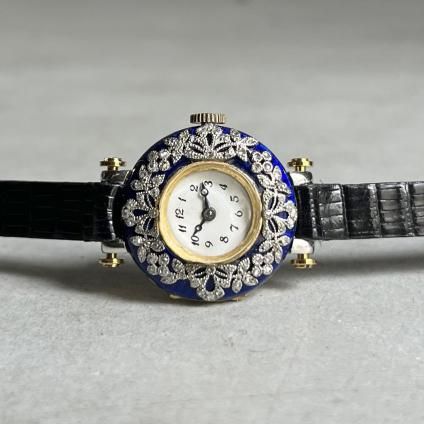 Antique LONGINES(ロンジン)金無垢 青エナメルケース プラチナ Antique LONGINES(ロンジン)金無垢 青エナメルケース プラチナ