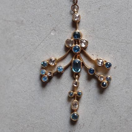 ɥǥ 18 ʥ  ͥå쥹Edwardian 18K Hauynite Diamond Necklace