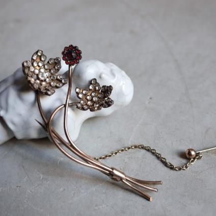 ġɡե ᥿ ͥå  ֥Arts & Crafts Metal Garnet Small Flower Brooch