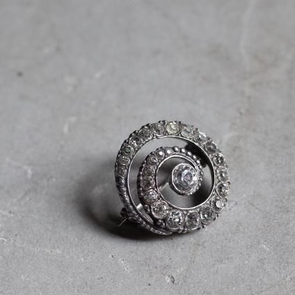 1920-30ǯ ᥿ ꥢ饹  ߥ ֥1920-30 Metal Clear Glass Swirl Mini Brooch