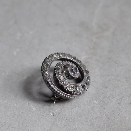 1920-30ǯ ᥿ ꥢ饹  ߥ ֥1920-30 Metal Clear Glass Swirl Mini Brooch