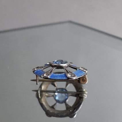 1920-30ǯ ᥿ 忧ʥ 饹 ߥ ֥ 1920-30ǯ Metal Light Blue Enamel Glass Mini Brooch