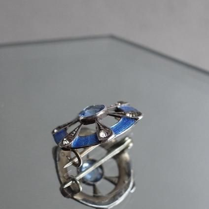 1920-30ǯ ᥿ 忧ʥ 饹 ߥ ֥ 1920-30ǯ Metal Light Blue Enamel Glass Mini Brooch