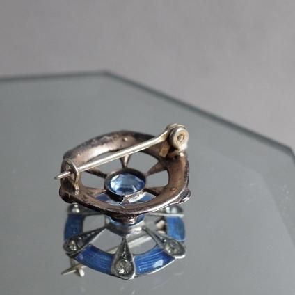 1920-30ǯ ᥿ 忧ʥ 饹 ߥ ֥ 1920-30ǯ Metal Light Blue Enamel Glass Mini Brooch