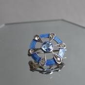 1920-30ǯ ᥿ 忧ʥ 饹 ߥ ֥ 1920-30ǯ Metal Light Blue Enamel Glass Mini Brooch