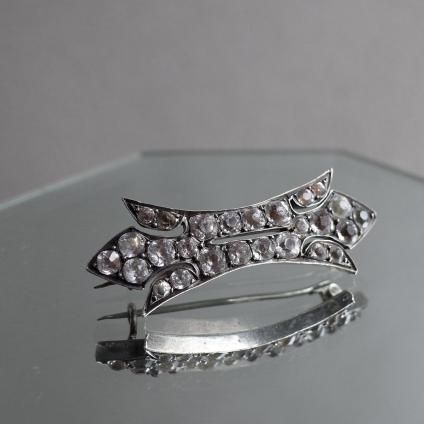 硼 - ȥꥢ С ꥢڡ ܥ ֥Georgian - Victorian Silver Clear Paste Ribbon Brooch