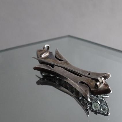 硼 - ȥꥢ С ꥢڡ ܥ ֥Georgian - Victorian Silver Clear Paste Ribbon Brooch