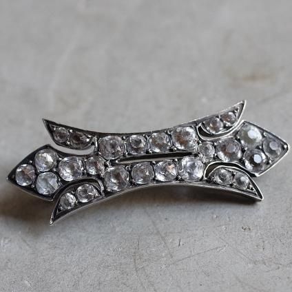 硼 - ȥꥢ С ꥢڡ ܥ ֥Georgian - Victorian Silver Clear Paste Ribbon Brooch