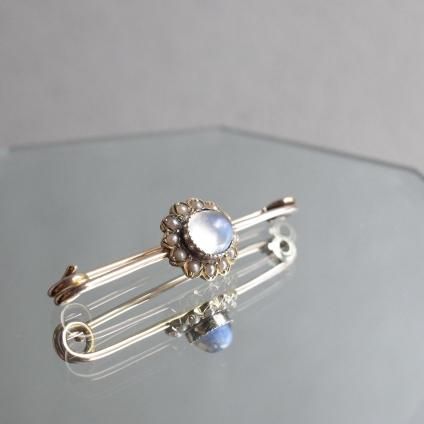 롦ǥ 9 ࡼ󥹥ȡ ѡ С ֥Art Deco 9K Moonstone Pearl Bar Brooch
