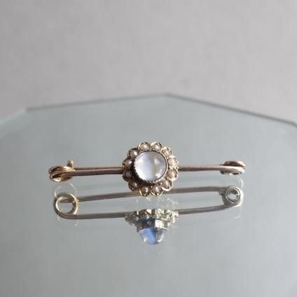 롦ǥ 9 ࡼ󥹥ȡ ѡ С ֥Art Deco 9K Moonstone Pearl Bar Brooch