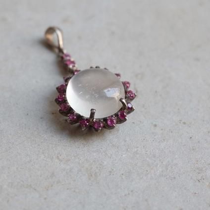 ࡼ󥹥ȡ ӡ С ڥȥȥåסEarly 20th Moonstone Ruby Silver Pendant Top