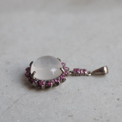 ࡼ󥹥ȡ ӡ С ڥȥȥåסEarly 20th Moonstone Ruby Silver Pendant Top