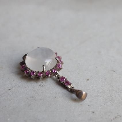 ࡼ󥹥ȡ ӡ С ڥȥȥåסEarly 20th Moonstone Ruby Silver Pendant Top