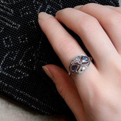 롦ǥ 12 ե  Х󥰡12KYG Sapphire Diamond Ring