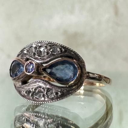 롦ǥ 12 ե  Х󥰡12KYG Sapphire Diamond Ring