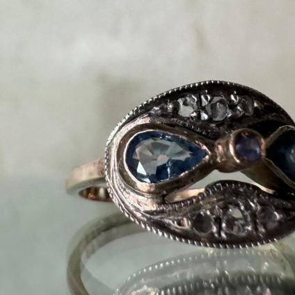 롦ǥ 12 ե  Х󥰡12KYG Sapphire Diamond Ring