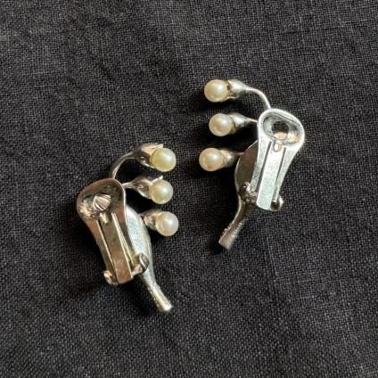 1940ǯ С ѡ ޡ  󥰡Silver Pearl Marcasite Earrings