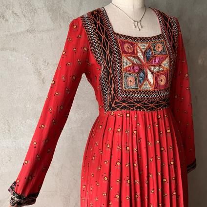 ե ơ ߥ顼ɽ 󥰥ɥ쥹France Vintage Mirror Embroidery long Dress 