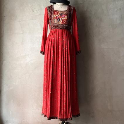 ե ơ ߥ顼ɽ 󥰥ɥ쥹France Vintage Mirror Embroidery long Dress 