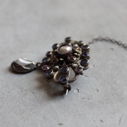 ȥꥢ С ʥ ͥå ɥåץѡ ֥Victorian Silver Enamel Garnet Drop Pearl Brooch