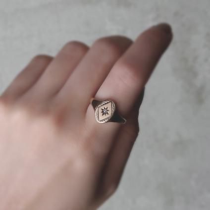 1900-40年代 9金 ダイヤモンド シグネットリング(9KYG Diamond 1900-40年代 9金 ダイヤモンド シグネットリング(9KYG Diamond