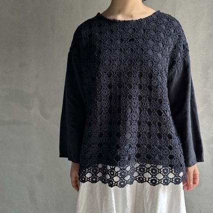 VINCENT JALBERT Lace Pulloverʥ󥻥 ١ 졼 ץ륪СNavy