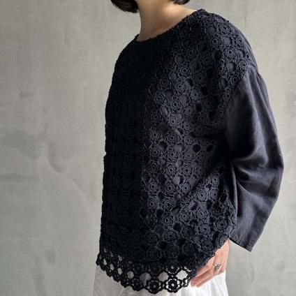 VINCENT JALBERT Lace Pulloverʥ󥻥 ١ 졼 ץ륪СNavy