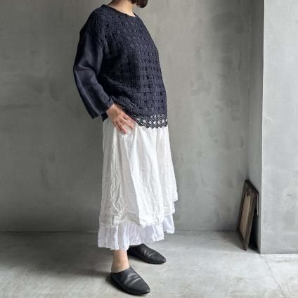 VINCENT JALBERT Lace Pulloverʥ󥻥 ١ 졼 ץ륪СNavy