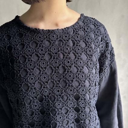 VINCENT JALBERT Lace Pulloverʥ󥻥 ١ 졼 ץ륪СNavy